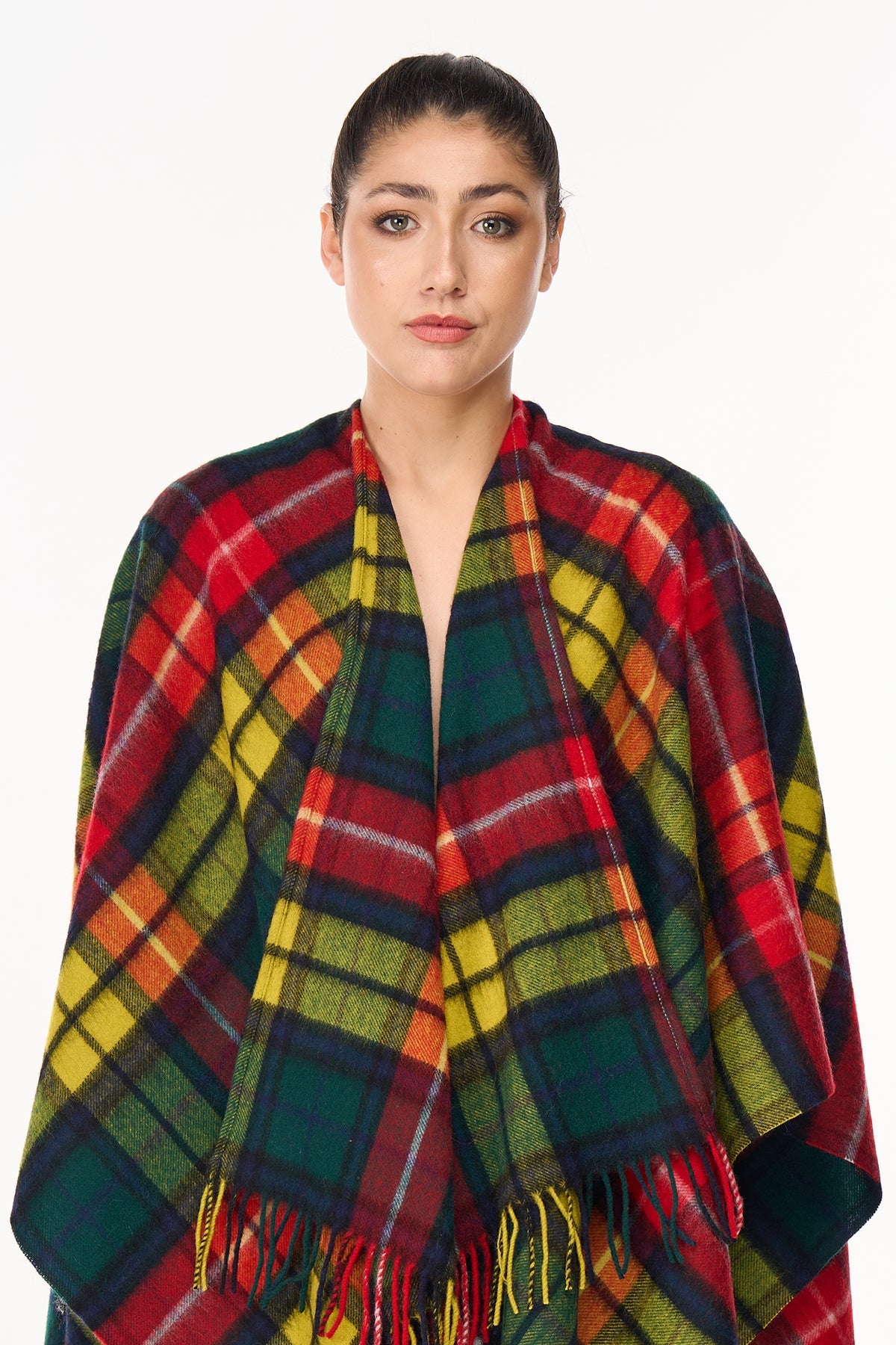 Lucchi Italy Tartan Cape Lambswool Poncho Buchanan 100% Pure Lambswool