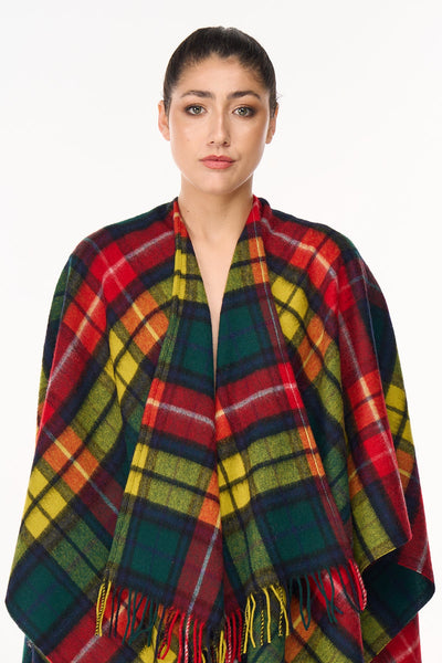 Lucchi Italy Tartan Cape Lambswool Poncho Buchanan 100% Pure Lambswool