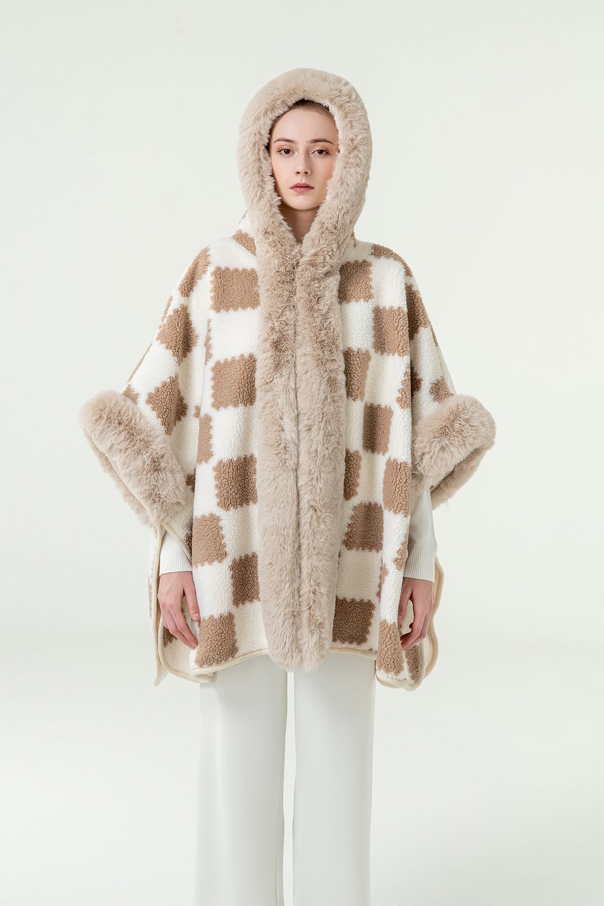 Lucchi Italy Women's Hooded Cape - Beige