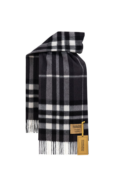 DC Check Cashmere Scarf Charcoal