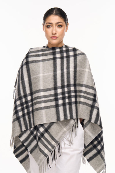 Lucchi Italy Cashmere Cape DC Classic Grey Poncho 100% Pure Cashmere