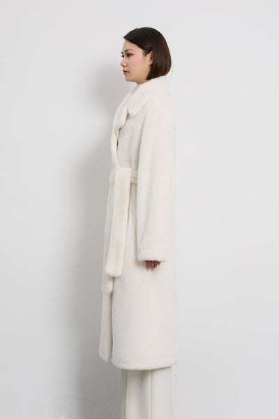 Lucchi Italy Women's Fur Long Coat - White