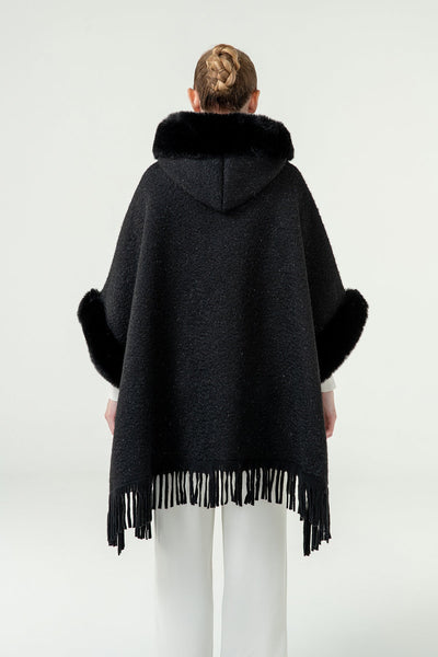 Lucchi Italy Women's Hooded Cape - Black