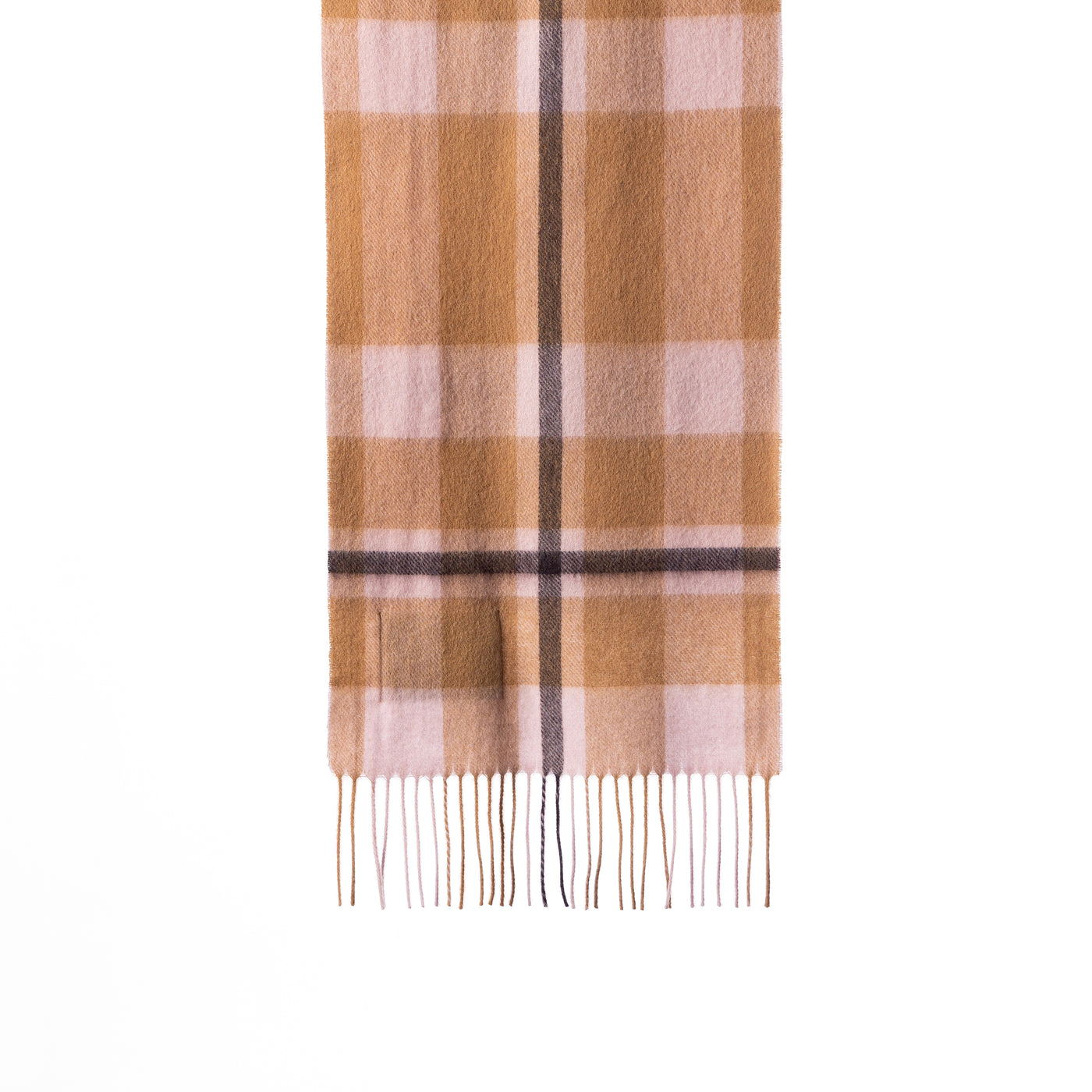 100% Pure Lambswool Scarf Camel/Black