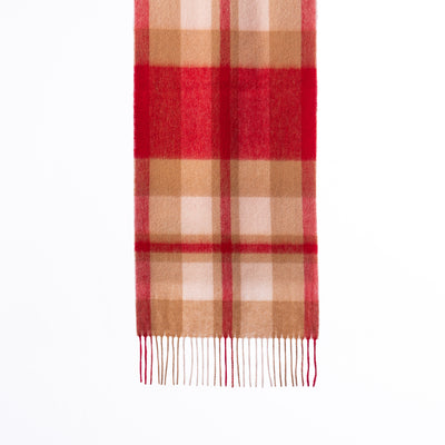 100% Pure Lambswool Scarf DC Scott Red/Camel