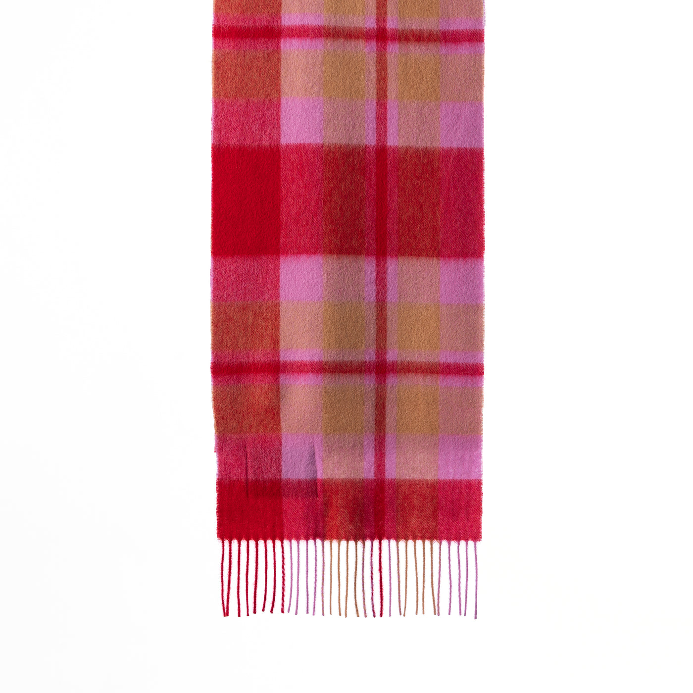 100% Pure Lambswool Scarf Red/Camel