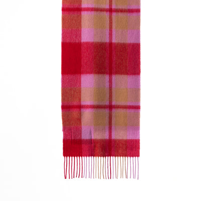 100% Pure Lambswool Scarf Red/Camel
