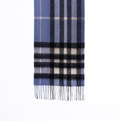 100% Pure Lambswool Scarf DC Check Light Blue