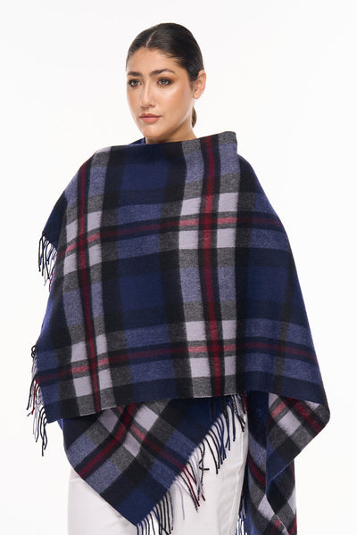 Lucchi Italy Cape DC Design Navy Poncho 100% Pure Lambswool