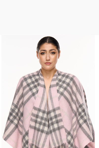 Lucchi Italy 100% Pure Cashmere Poncho Cape Exclusive Iconic design DC Classic Pink