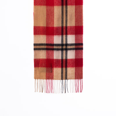 100% Pure Lambswool Scarf Camel/Red