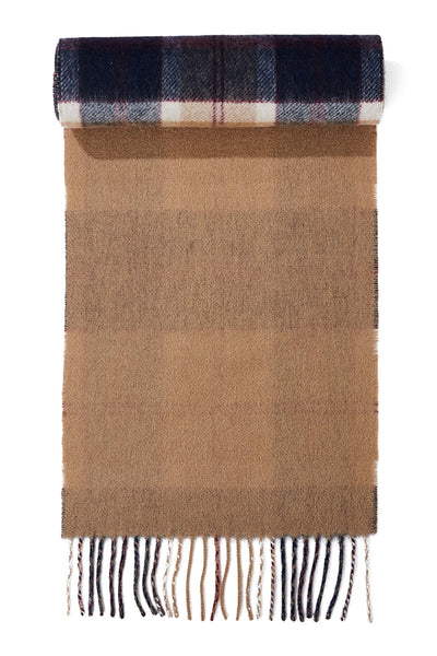 Lucchi Italy Reversible Scarf Bannockbane Navy 100% Pure Lambswool