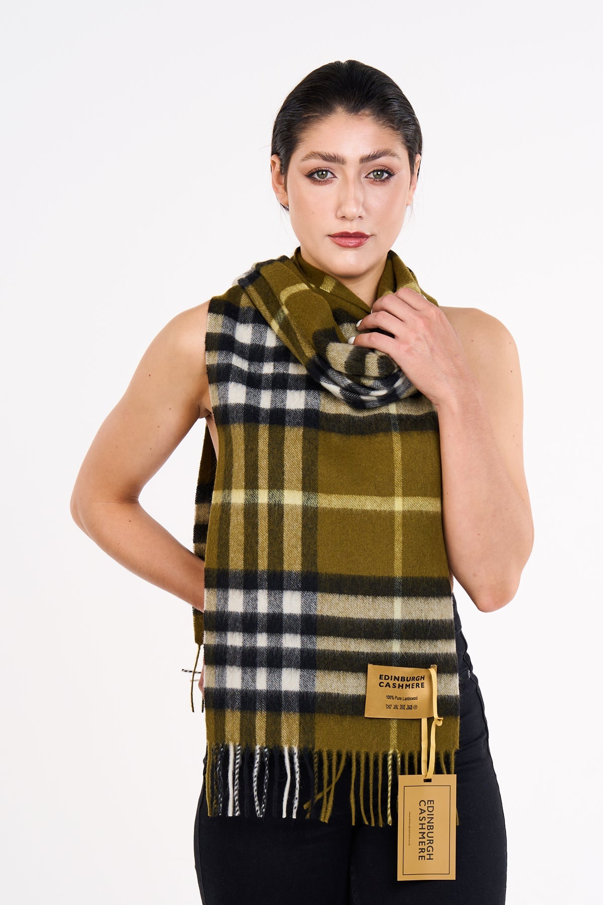 Lucchi Italy Scarf DC Classic Green 100% Pure Lambswool