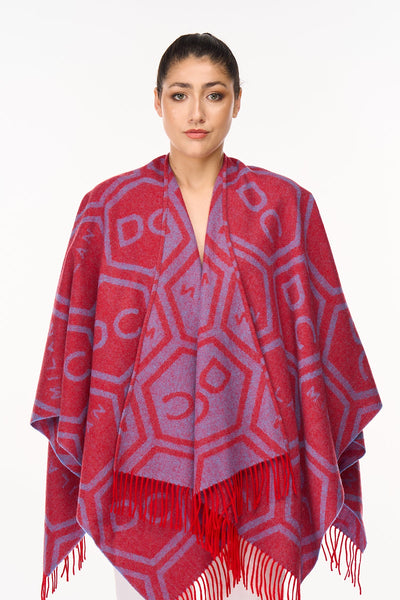 Lucchi Italy Cape Poncho Exclusive Iconic Reversible Design Red
