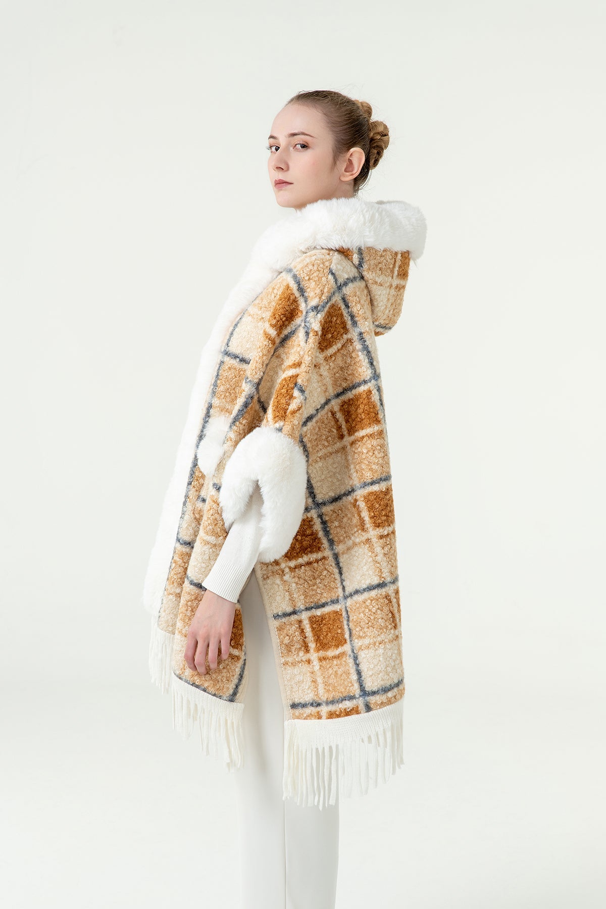 Lucchi Italy Women's Hooded Cape - Camel