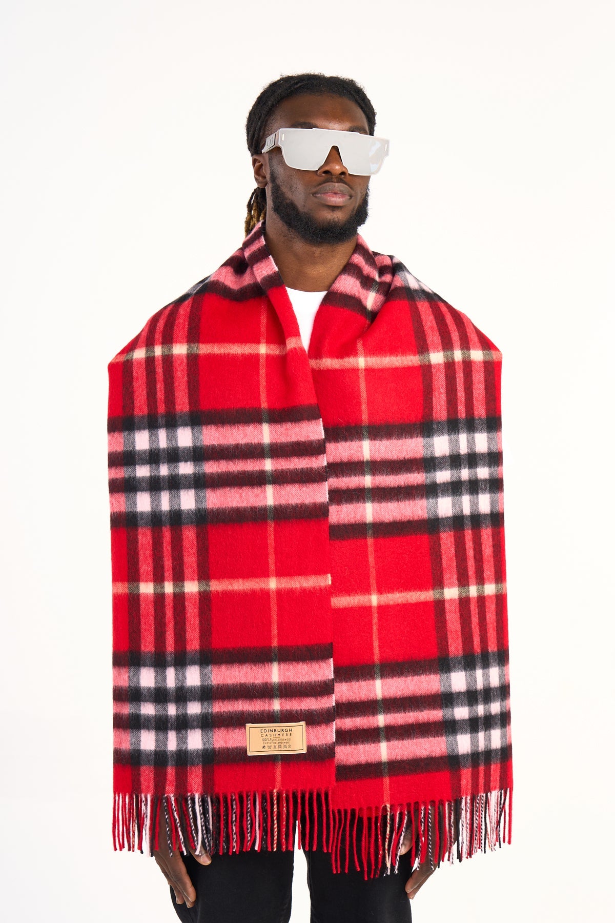 Lucchi Italy Cashmere Scarf DC Classic Red Oversized Wrap