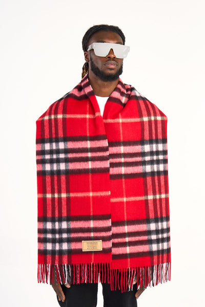 Lucchi Italy Cashmere Scarf DC Classic Red Oversized Wrap