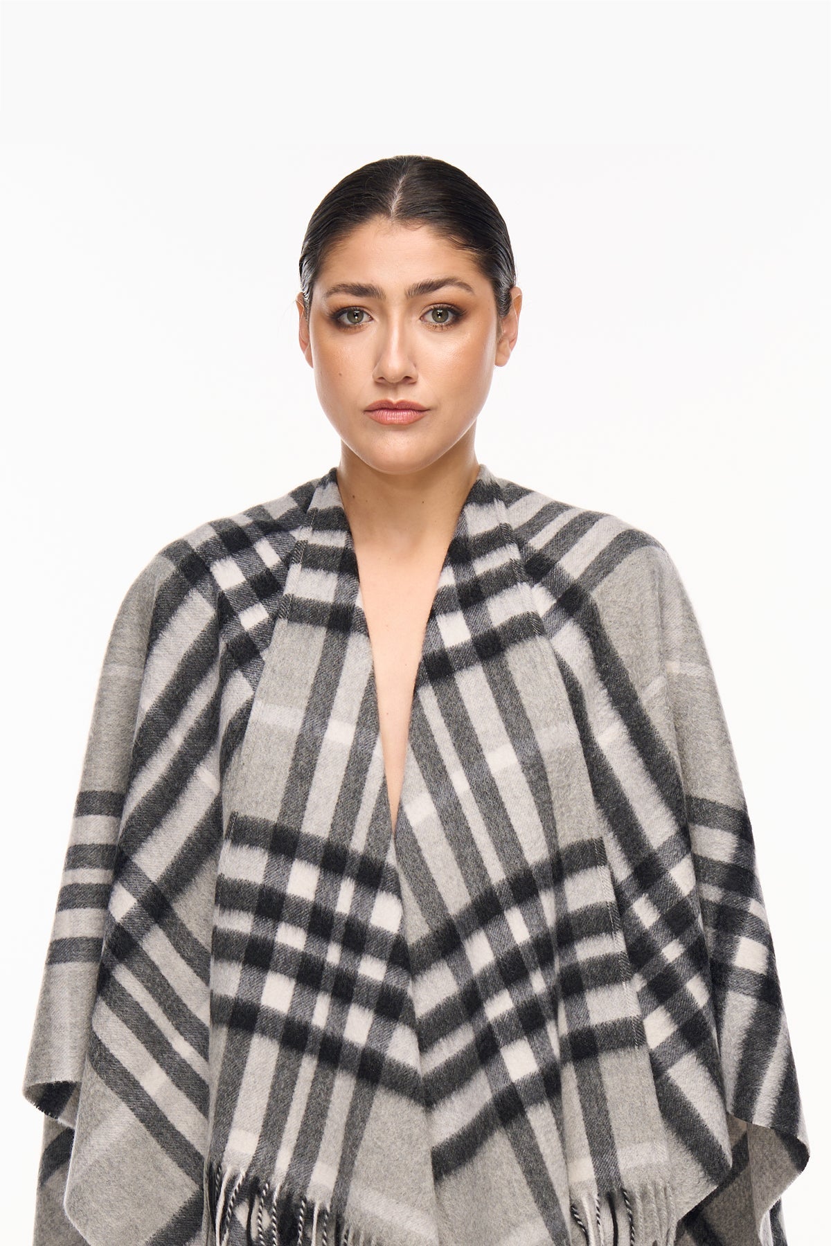 Lucchi Italy Cashmere Cape DC Classic Grey Poncho 100% Pure Cashmere
