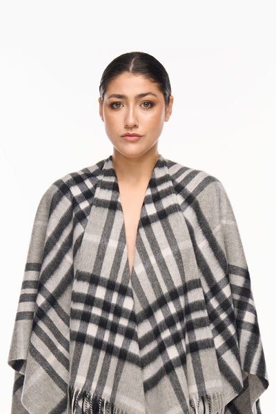 Lucchi Italy Cashmere Cape DC Classic Grey Poncho 100% Pure Cashmere