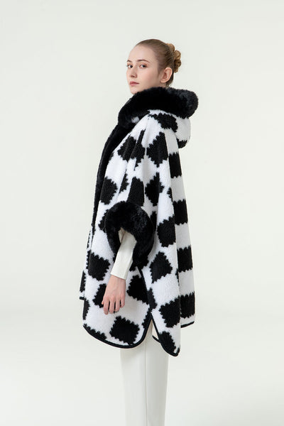 Lucchi Italy Women's Hooded Cape - Black