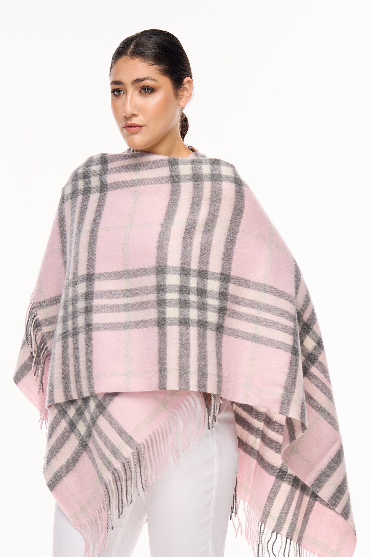 Lucchi Italy Cape Exclusive Iconic DC Classic Pink Poncho 100% Pure Lambswool
