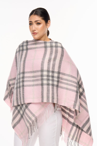 Lucchi Italy Cape Exclusive Iconic DC Classic Pink Poncho 100% Pure Lambswool