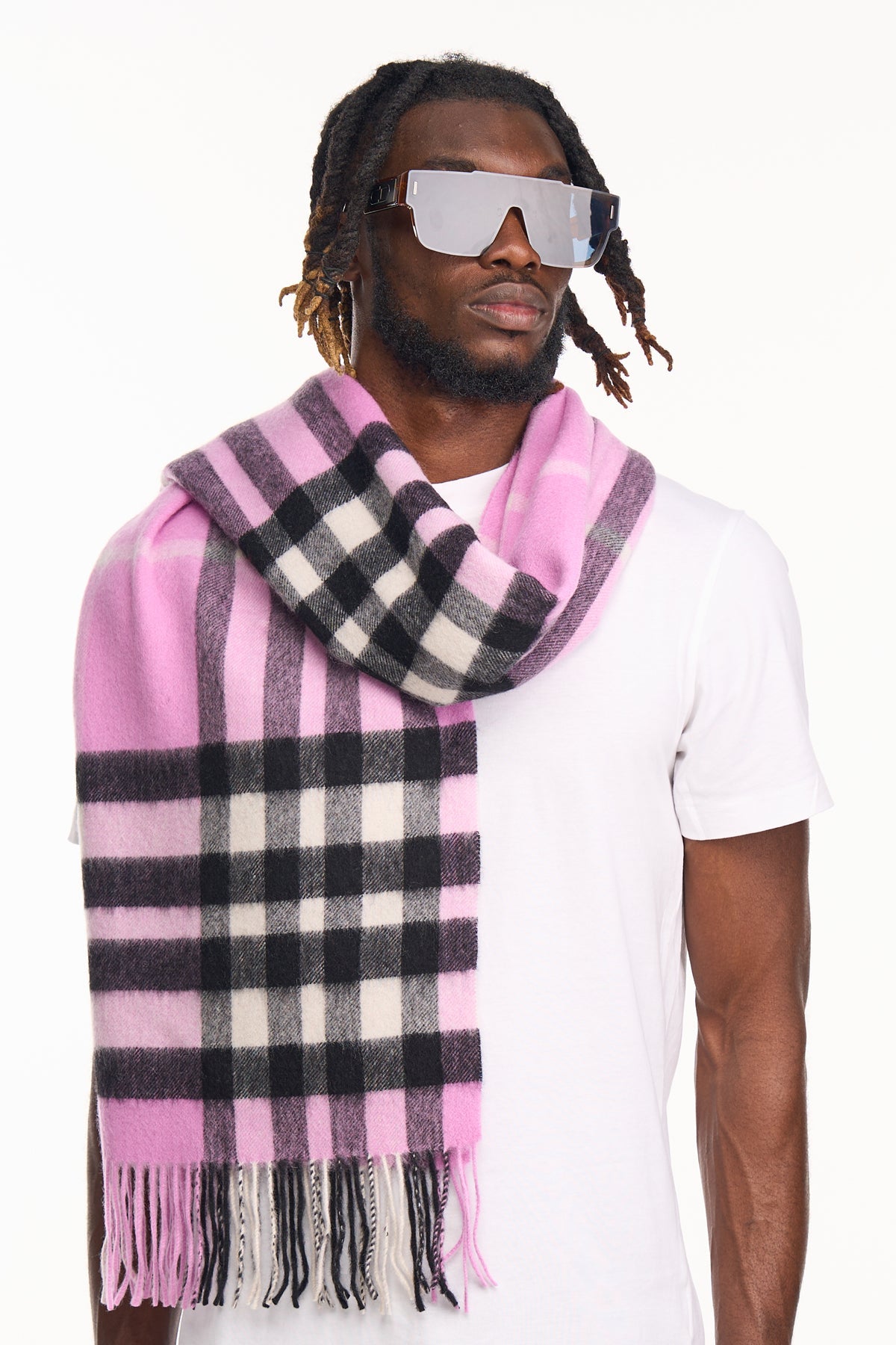 Lucchi Italy Scarf DC Check Oversized Wrap 100% Pure Lambswool