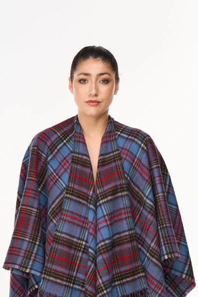 Lucchi Italy Tartan Cape Anderson Poncho 100% Pure Lambswool