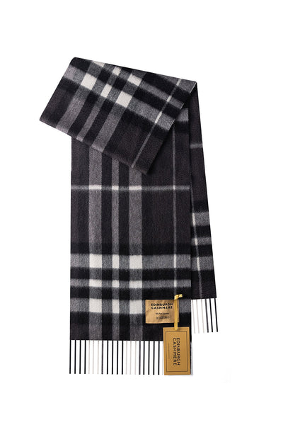 DC Check Cashmere Scarf Charcoal