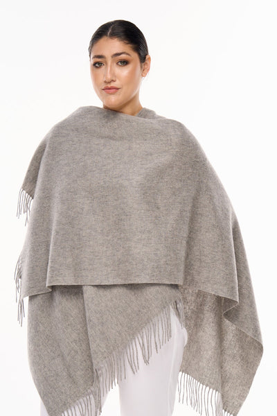 Lucchi Italy Plain Cape Grey Poncho 100% Pure Lambswool