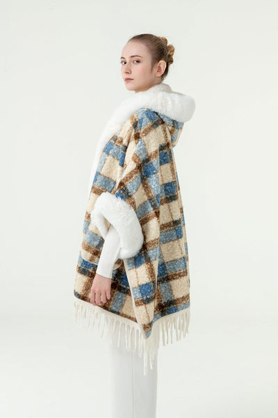Lucchi Italy Women's Hooded Cape - Blue