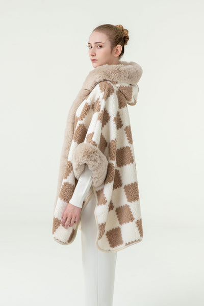 Lucchi Italy Women's Hooded Cape - Beige