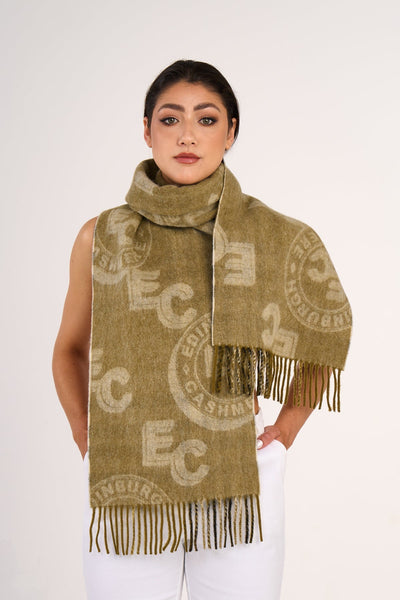 Lucchi Italy Designer Iconic Scarf EC 100% Pure wool Green