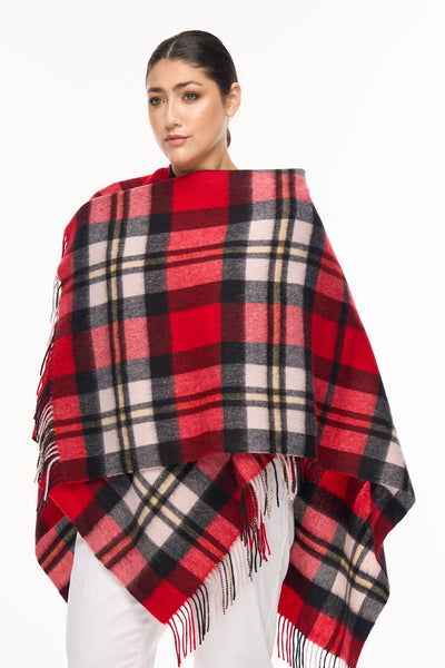 Lucchi Italy Cape DC Design Red Poncho 100% Pure Lambswool