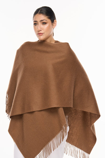 Lucchi Italy Plain Cape Brown Poncho 100% Pure Lambswool