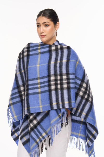 Lucchi Italy Cashmere Cape Exclusive Luxury DC Classic Blue Poncho 100% Pure Cashmere