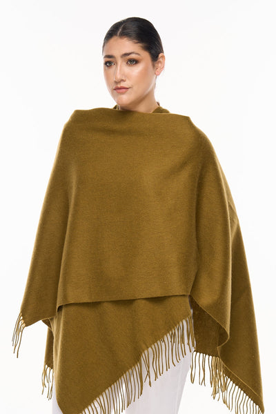 Lucchi Italy Plain Cape Green Poncho 100% Pure Lambswool