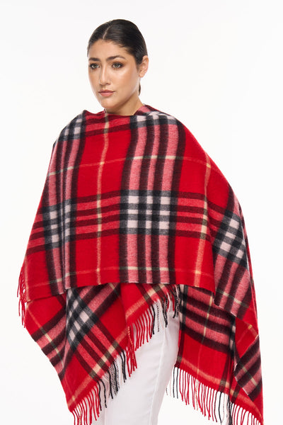 Lucchi Italy Cape DC Classic Red Poncho 100% Pure Lambswool