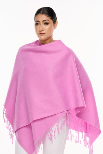 Lucchi Italy Plain Cape Dark Pink Poncho 100% Pure Lambswool