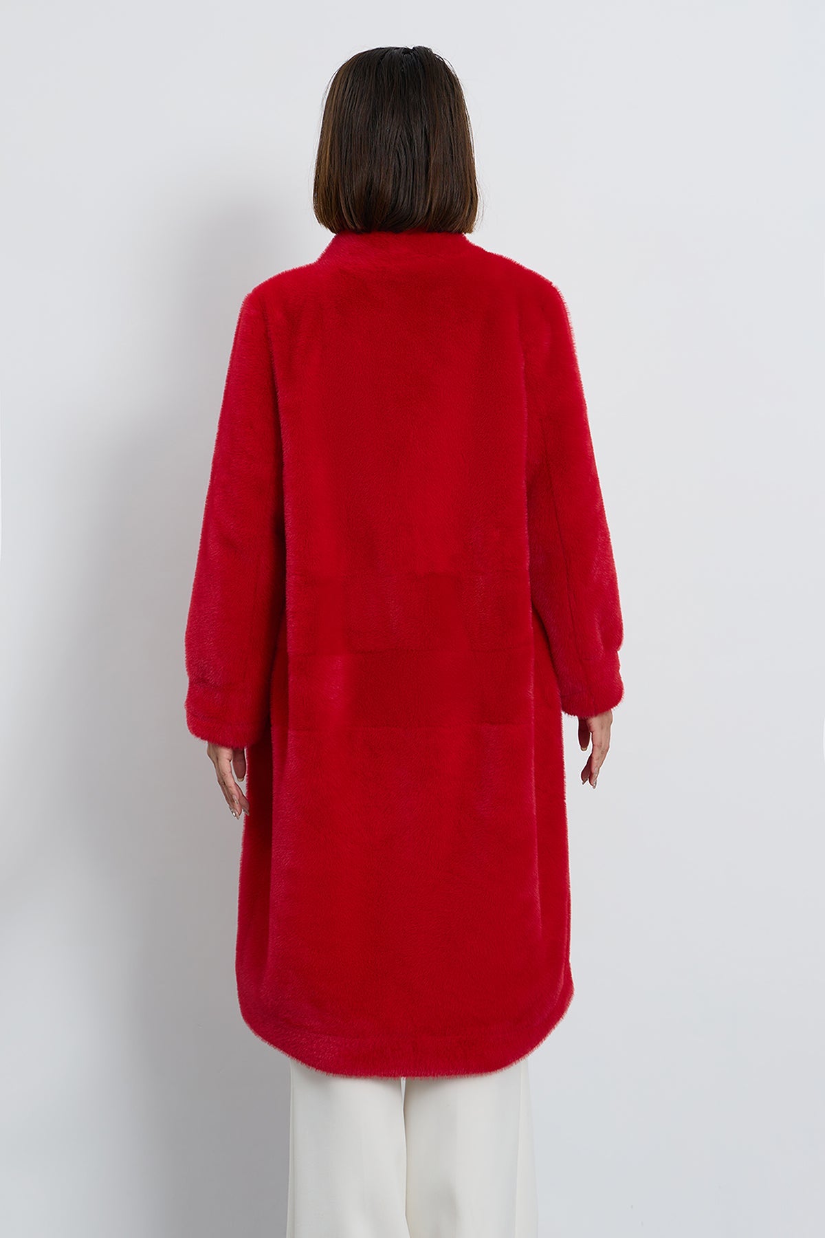 Lucchi Italy Women's Fur Long Coat - Red