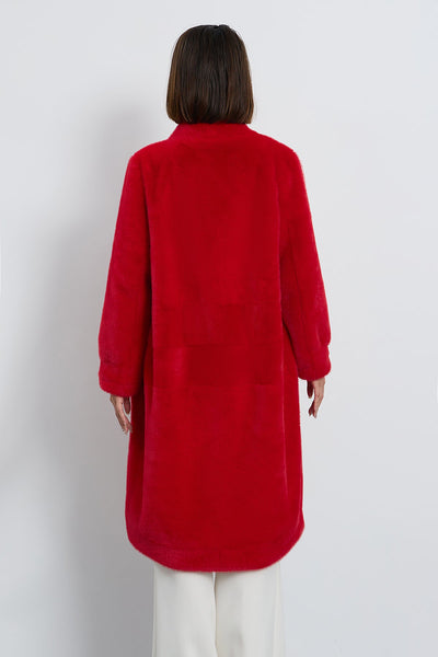 Lucchi Italy Women's Fur Long Coat - Red