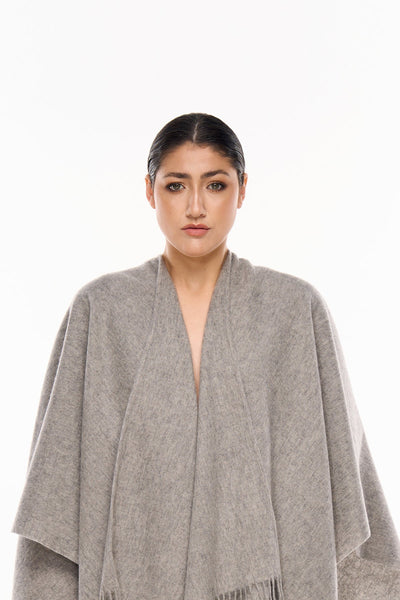 Lucchi Italy Plain Cape Grey Poncho 100% Pure Lambswool