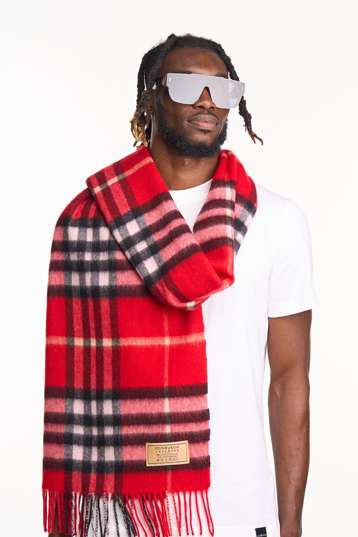 Lucchi Italy Cashmere Scarf DC Classic Red Oversized Wrap