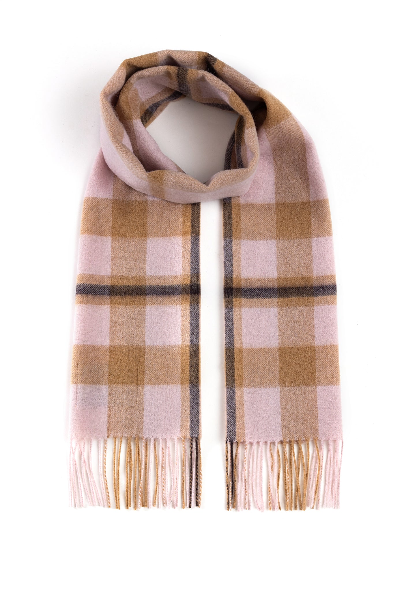 100% Pure Lambswool Scarf Camel/Black