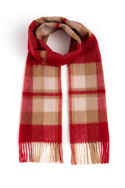 100% Pure Lambswool Scarf DC Red/Cream