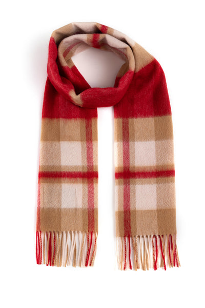 100% Pure Lambswool Scarf DC Scott Red/Camel