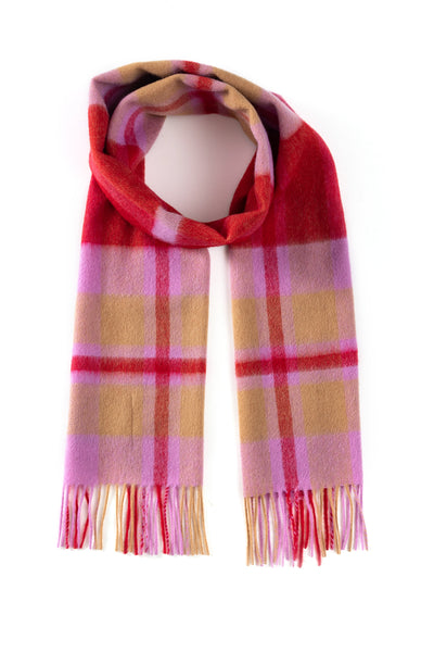 100% Pure Lambswool Scarf Red/Camel