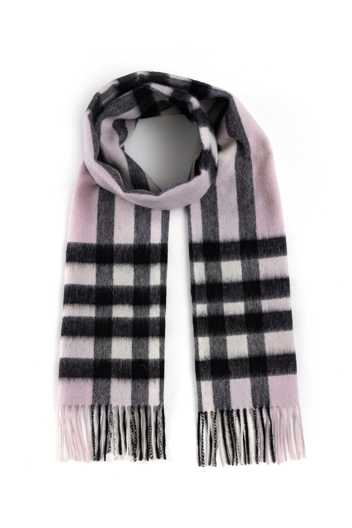 100% Pure Lambswool Scarf DC Check Light Pink