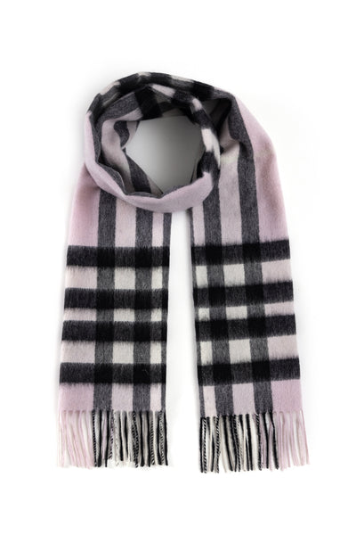 100% Pure Lambswool Scarf DC Check Light Pink
