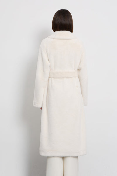 Lucchi Italy Women's Fur Long Coat - White